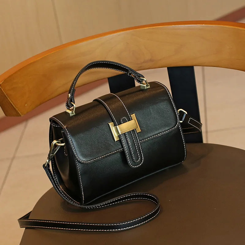 Vintage Women'S Crossbody Bags 2025 New Genuine Leather Shoulder Bag Luxury Designer Women Square Bag Cowhide Handbags ML9240