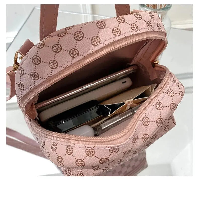 Chic Cat Pattern PU Crossbody Bag - Stylish Solid Colour Single Shoulder Handbag for Women