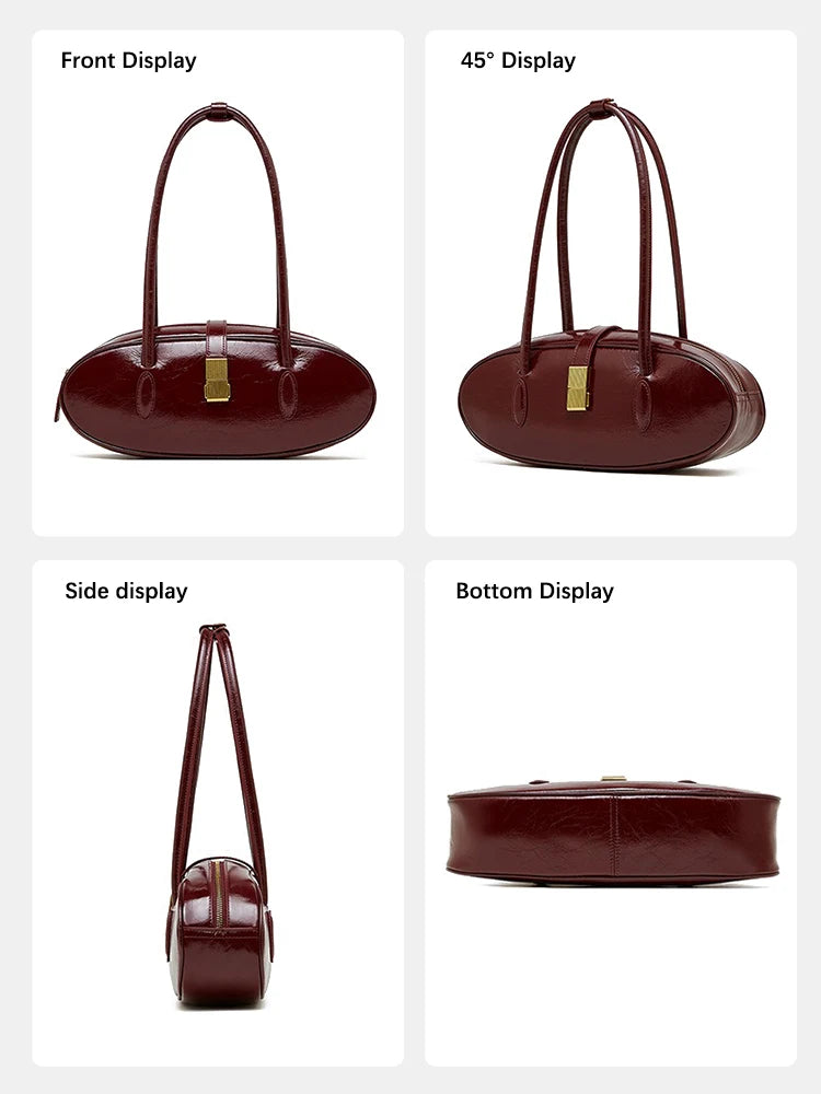 Luxury Genuine Leather Women's Handbag - Stylish Large Capacity Underarm Bag for Fashion-Forward Lovers, Wives, and Girlfriends