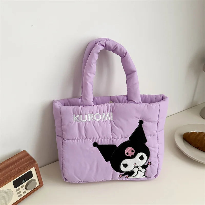 Cartoon down Cloth Tote Bag Cute Portable Shoulder Bag for Girls Commuter Crossbody School Bag