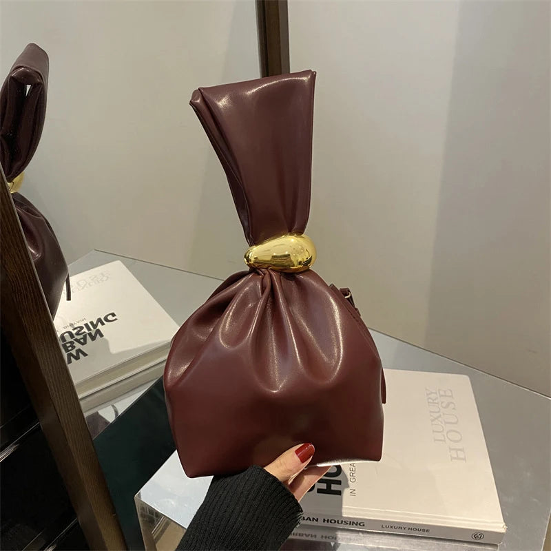 Trendy Mini PU Leather Pleated Cloud Bag - Chic Retro Bucket Shoulder Bag for Women 2025