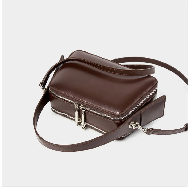 New Trendy Genuine Leather Underarm Handbags for Women Vintage Designer Cowhide Shoulder Crossbody Bag High Quality