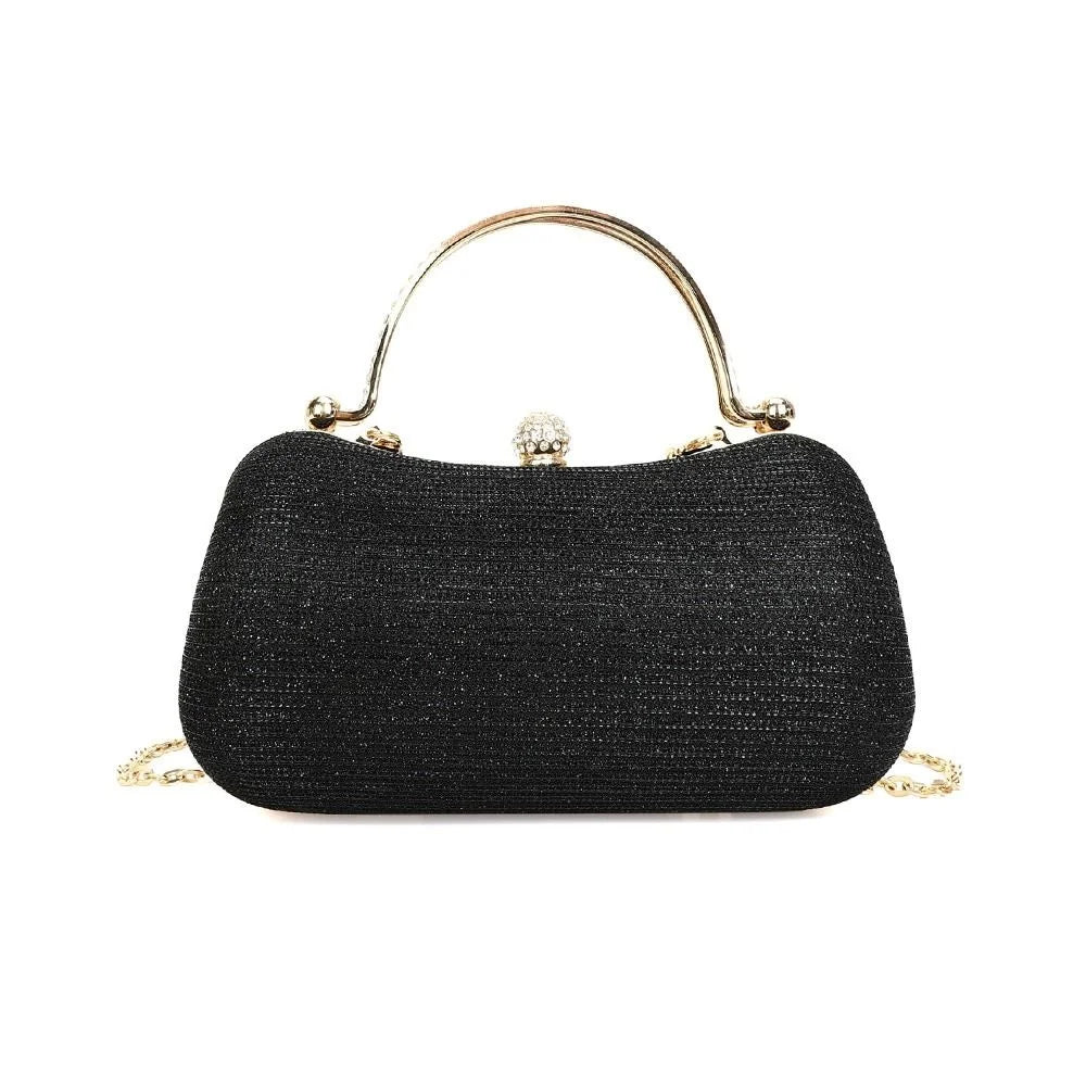 Luxury Gold Silk Circular Evening Bag with Rhinestone Detail - Elegant Clutch for Women’s Banquet & Party Events