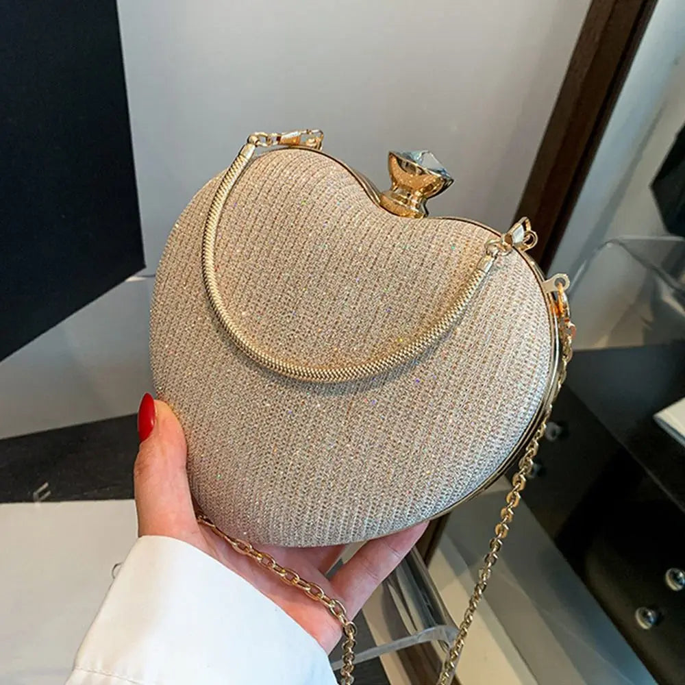 Luxury Gold Silk Circular Evening Bag with Rhinestone Detail - Elegant Clutch for Women’s Banquet & Party Events