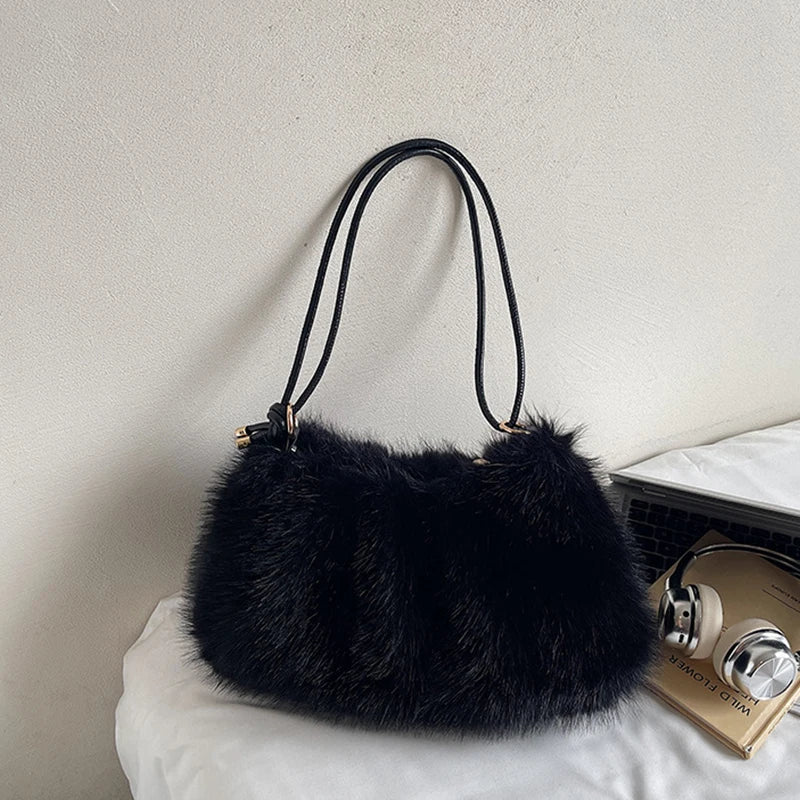 Fashion Luxury Faux Fur Plush Shoulder Bag High-End Women'S Tote Handbag for Stylish Gift Sending