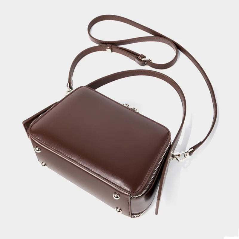New Trendy Genuine Leather Underarm Handbags for Women Vintage Designer Cowhide Shoulder Crossbody Bag High Quality