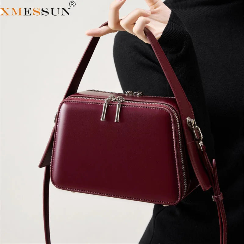 New Trendy Genuine Leather Underarm Handbags for Women Vintage Designer Cowhide Shoulder Crossbody Bag High Quality