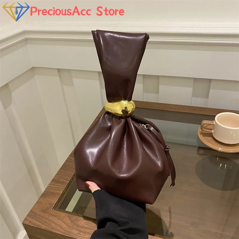 Trendy Mini PU Leather Pleated Cloud Bag - Chic Retro Bucket Shoulder Bag for Women 2025