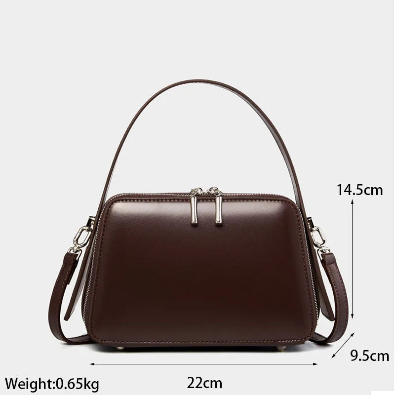 New Trendy Genuine Leather Underarm Handbags for Women Vintage Designer Cowhide Shoulder Crossbody Bag High Quality