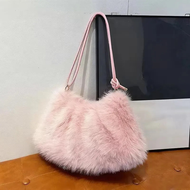 Fashion Luxury Faux Fur Plush Shoulder Bag High-End Women'S Tote Handbag for Stylish Gift Sending