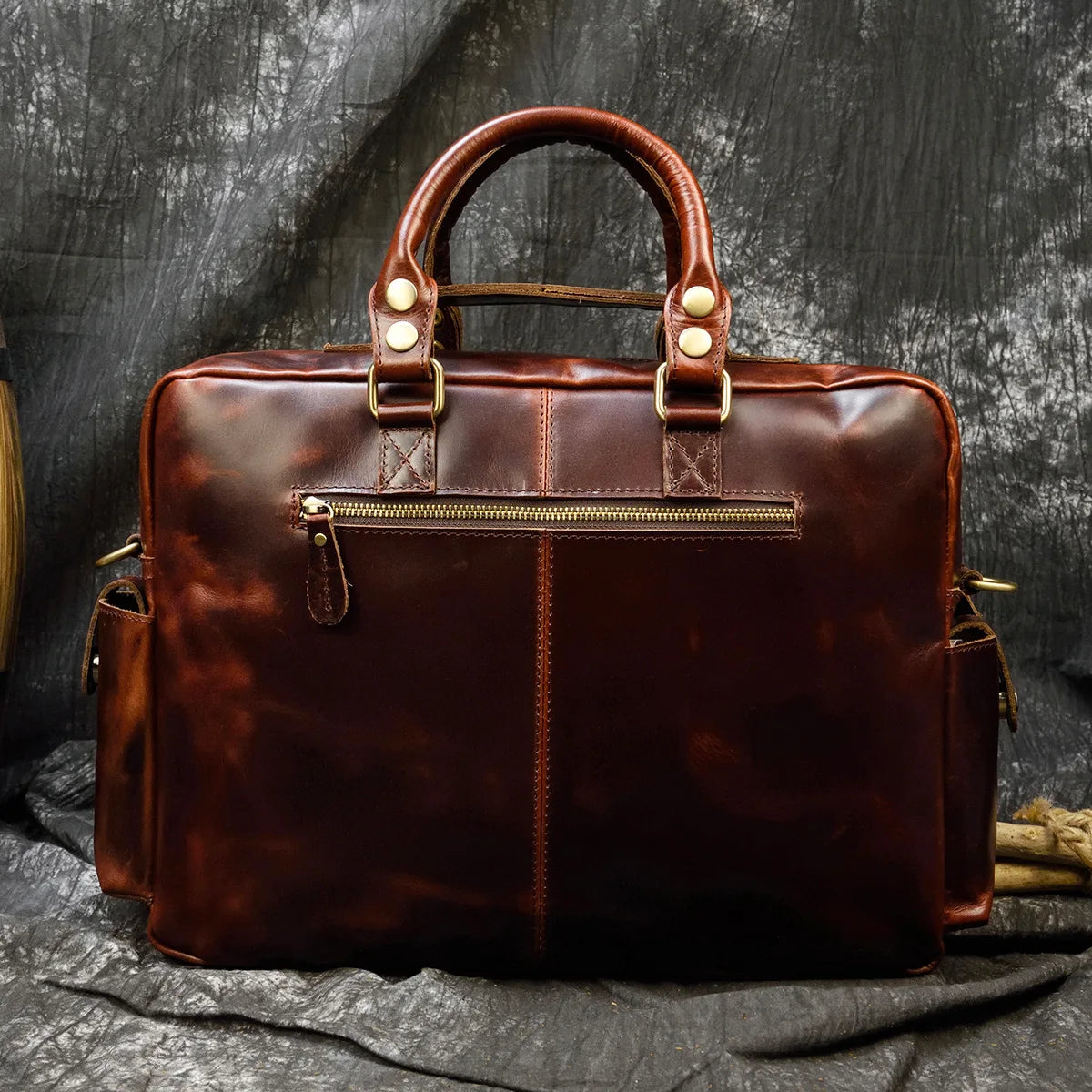 Elevate Your Style with the Premium Vintage Crazy Horse Leather 15.6" Briefcase - The Perfect Blend of Elegance and Functionality for Professionals
