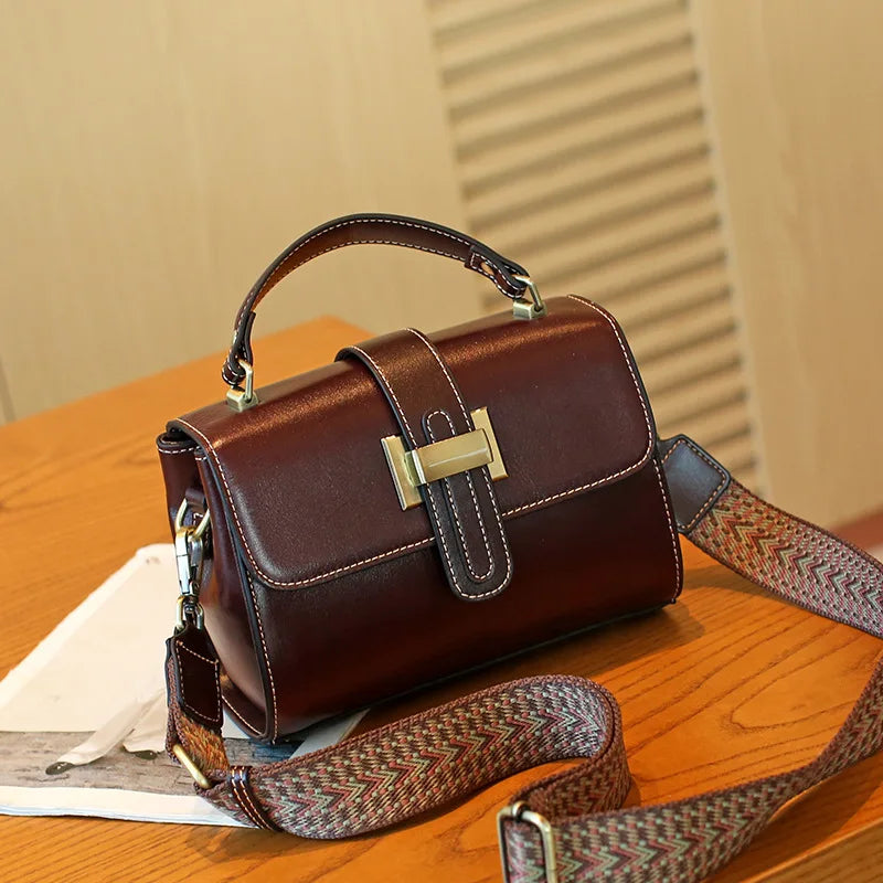 Vintage Women'S Crossbody Bags 2025 New Genuine Leather Shoulder Bag Luxury Designer Women Square Bag Cowhide Handbags ML9240