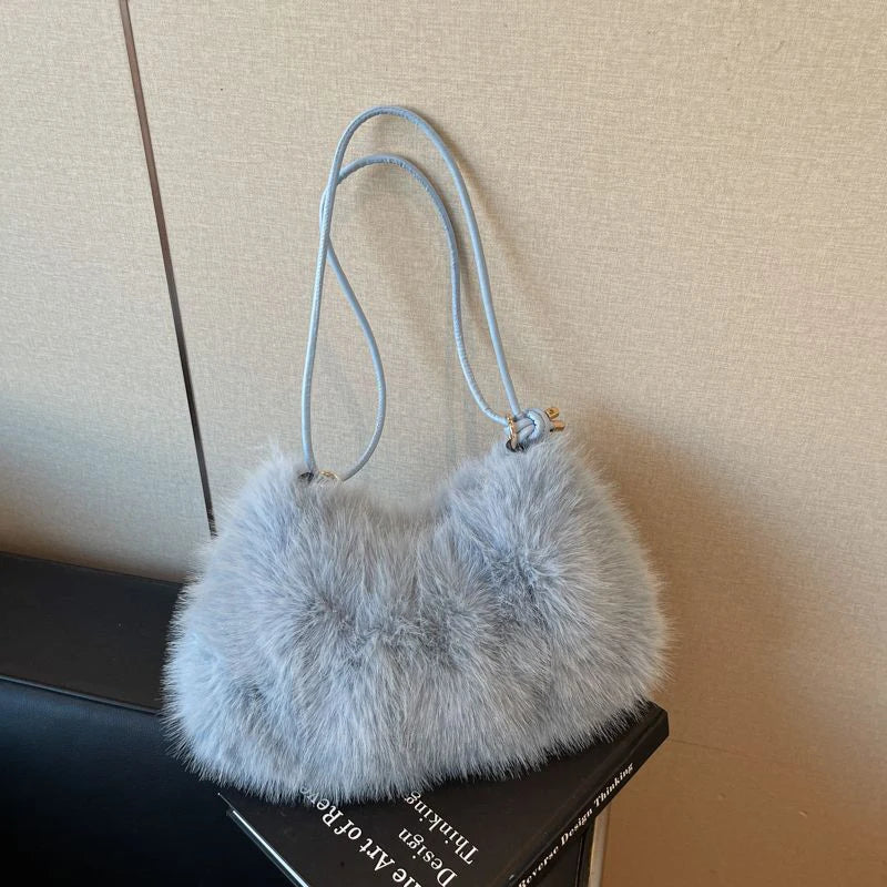 Fashion Luxury Faux Fur Plush Shoulder Bag High-End Women'S Tote Handbag for Stylish Gift Sending
