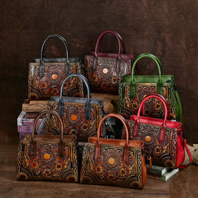 Chic 2024 Vintage PU Leather Women's Tote Bag - Spacious Embossed Crossbody Handbag for Stylish Shoppers