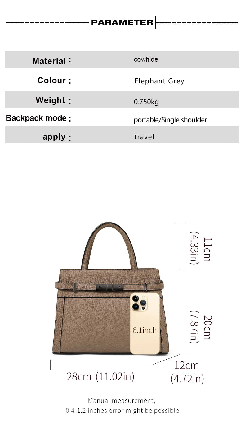 Genuine Leather Women'S Bag Original First Layer Cowhide Women'S Hand Shoulder Simple Tote Bag Occupation