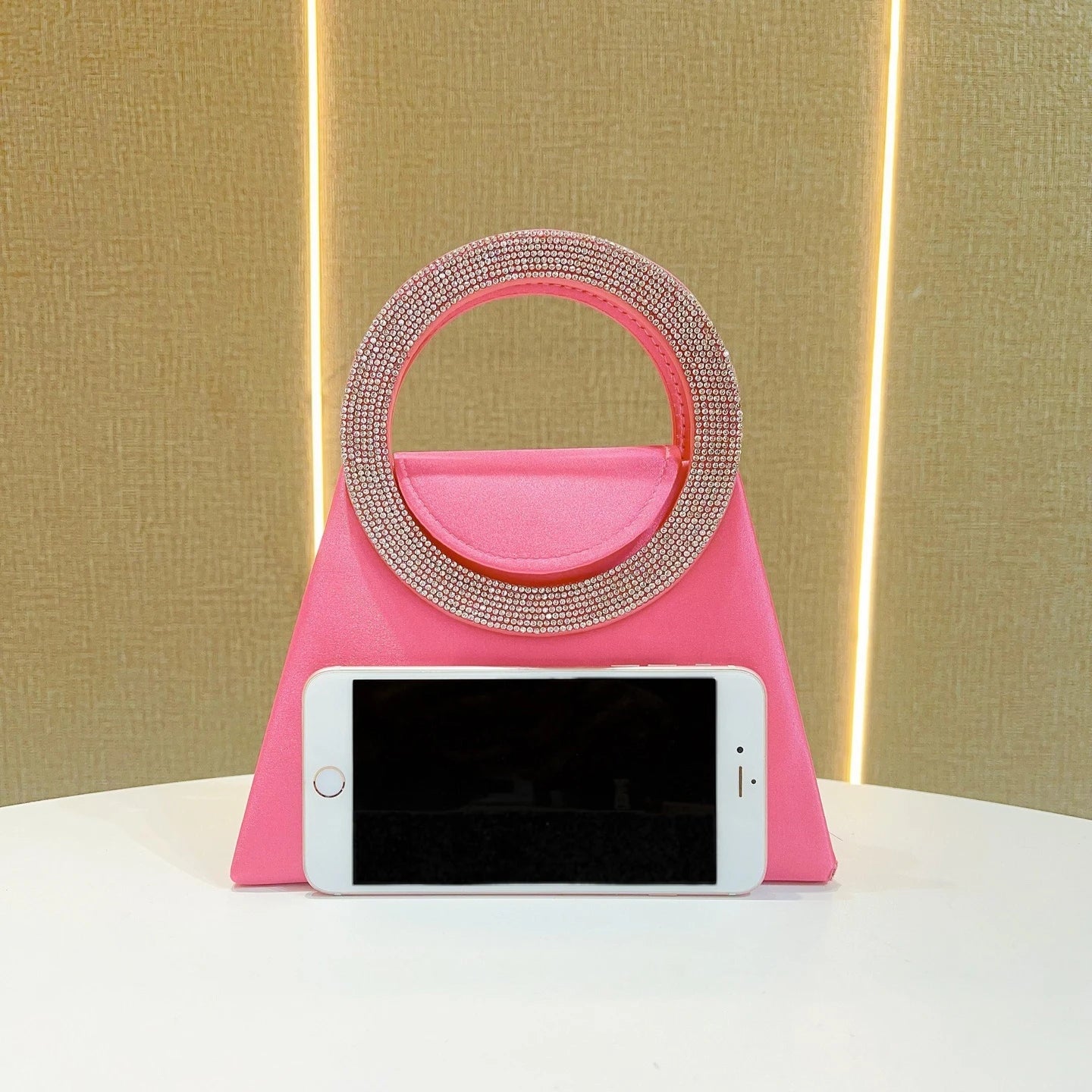 Women Fashion Handbag Luxury Satin Square Bag Wedding Party Clutch Purse Glitter Shiny Diamonds Handle Evening Bag Crossbody Bag