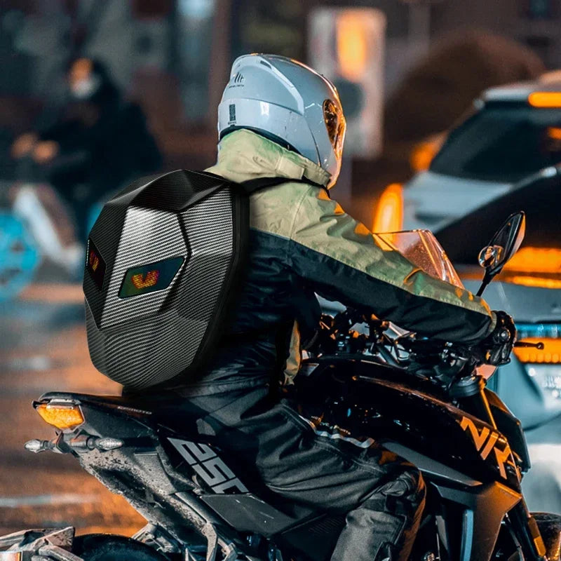 Hard Shell LED Backpack for Men & Women - Waterproof Motorcycle Cycling & Business Travel Laptop Bag