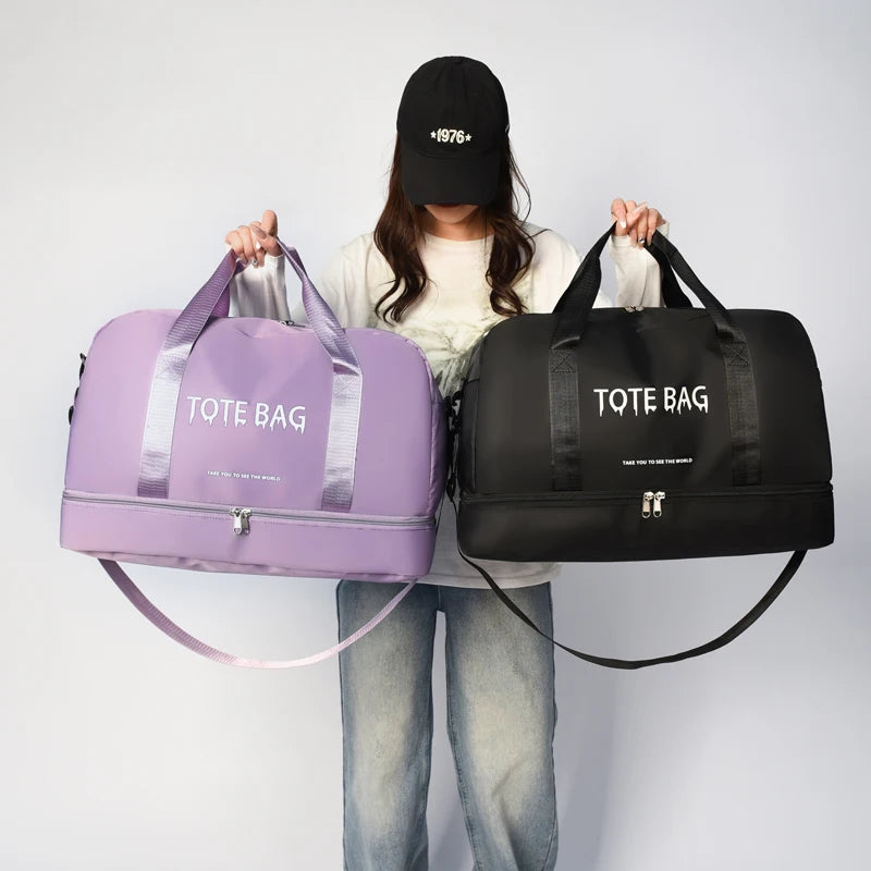 Versatile Large-Capacity Travel Duffle Bag with Adjustable Strap - Durable Nylon Gym Bag for All Your Sports Needs!