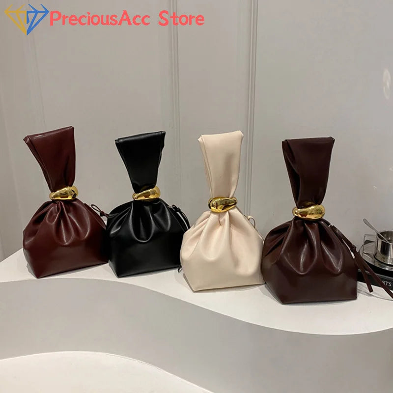 Trendy Mini PU Leather Pleated Cloud Bag - Chic Retro Bucket Shoulder Bag for Women 2025