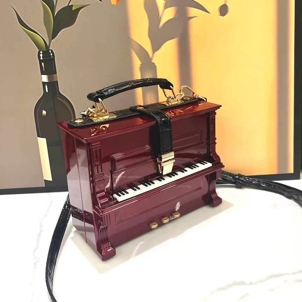 Luxury Handmade Piano-Shaped Crossbody Bag - Elegant Designer Messenger Purse for Women