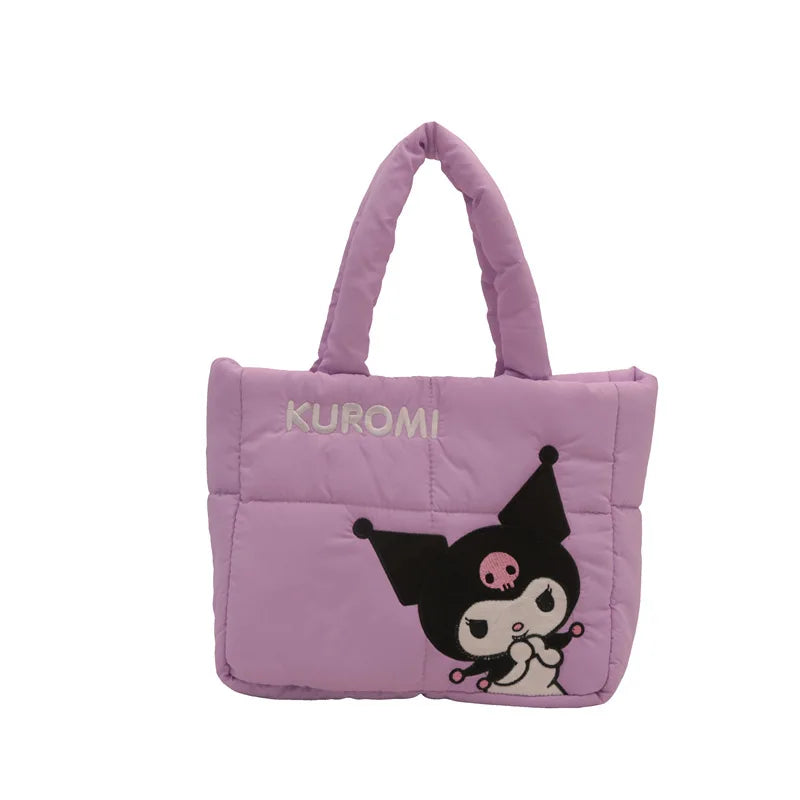 Cartoon down Cloth Tote Bag Cute Portable Shoulder Bag for Girls Commuter Crossbody School Bag