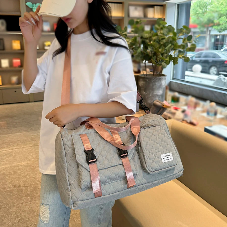 Spacious Argyle Durable Nylon Travel Duffle Bag - Perfect Portable Sports Gym Bag for Overnight Trips and Training