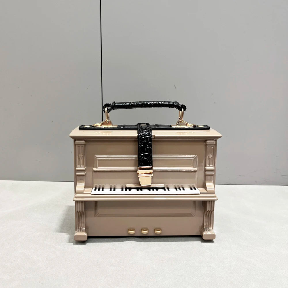 Luxury Handmade Piano-Shaped Crossbody Bag - Elegant Designer Messenger Purse for Women