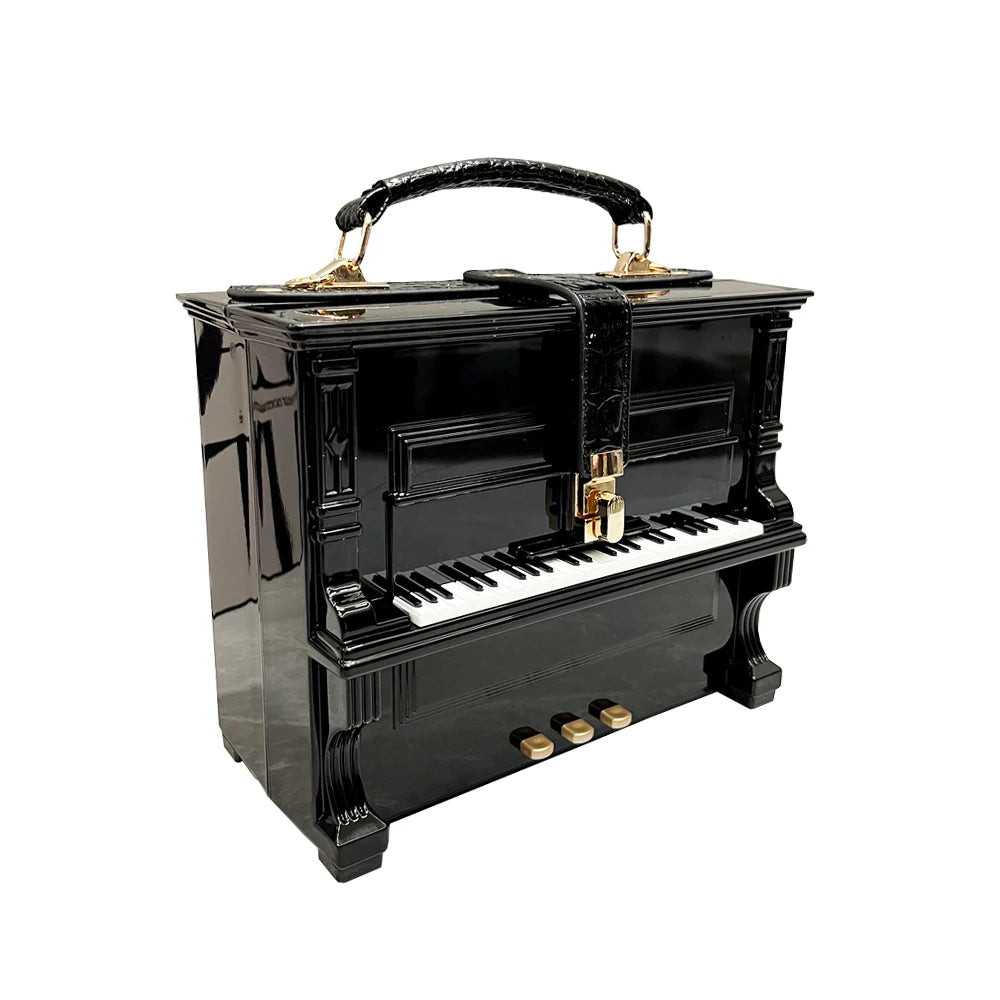Luxury Handmade Piano-Shaped Crossbody Bag - Elegant Designer Messenger Purse for Women