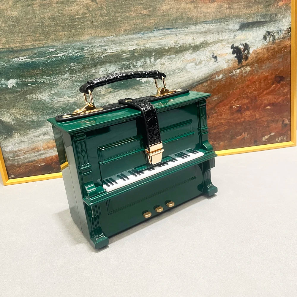 Luxury Handmade Piano-Shaped Crossbody Bag - Elegant Designer Messenger Purse for Women