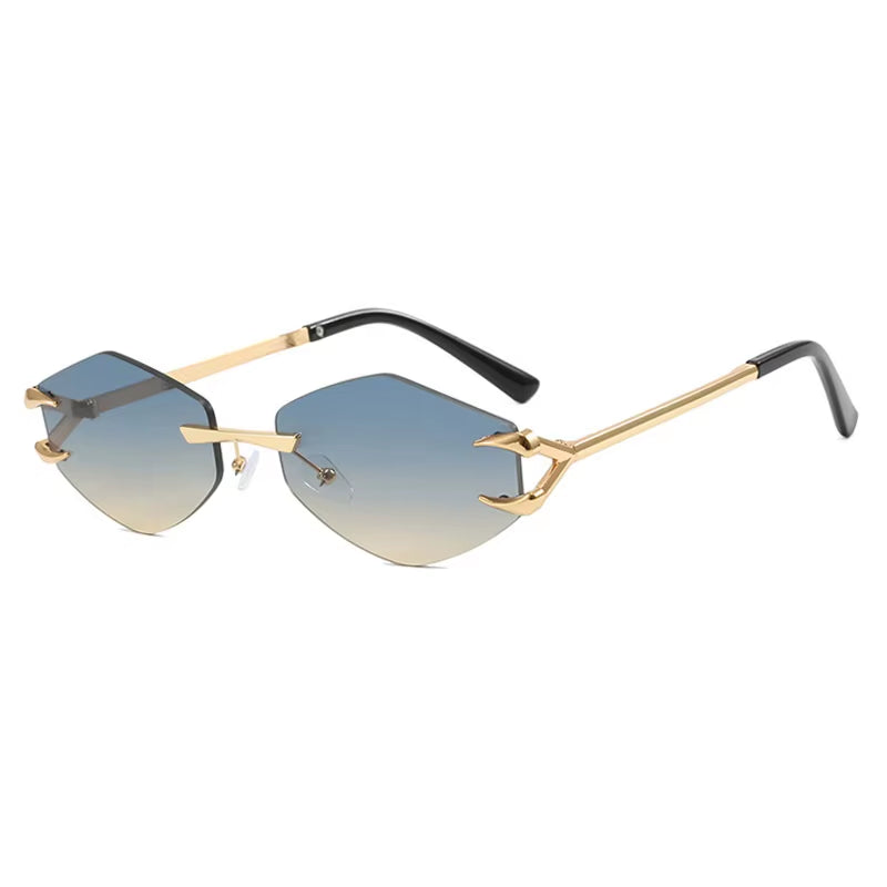 Unleash Your Style with Trendy Rimless Diamond Sunglasses - Retro UV400 Designer Eyewear for Fashion-Forward Men & Women