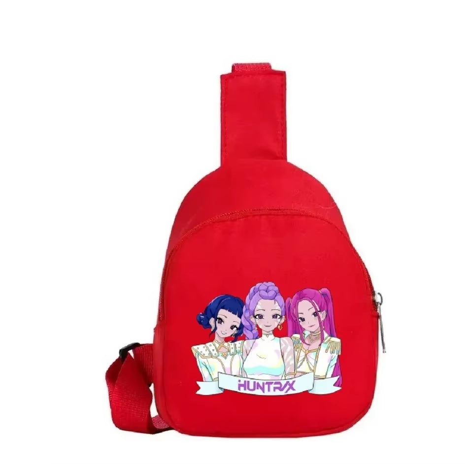New Kpop Devil Cartoons Cute Print Crossbody Bag Anime Peripheral Large Capacity Children Casual Versatile Student Canvas Bag