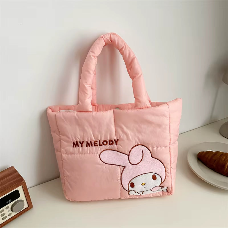 Cartoon down Cloth Tote Bag Cute Portable Shoulder Bag for Girls Commuter Crossbody School Bag